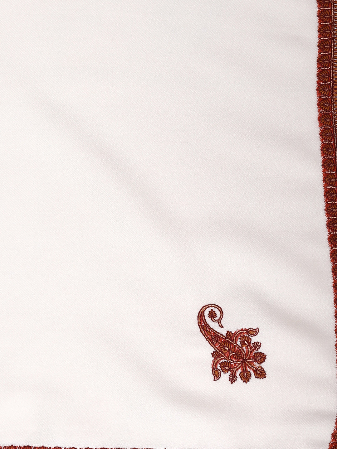 Fine Sozni Embroidery Daur Kashmiri Wool Shawl | Creame - Zamour