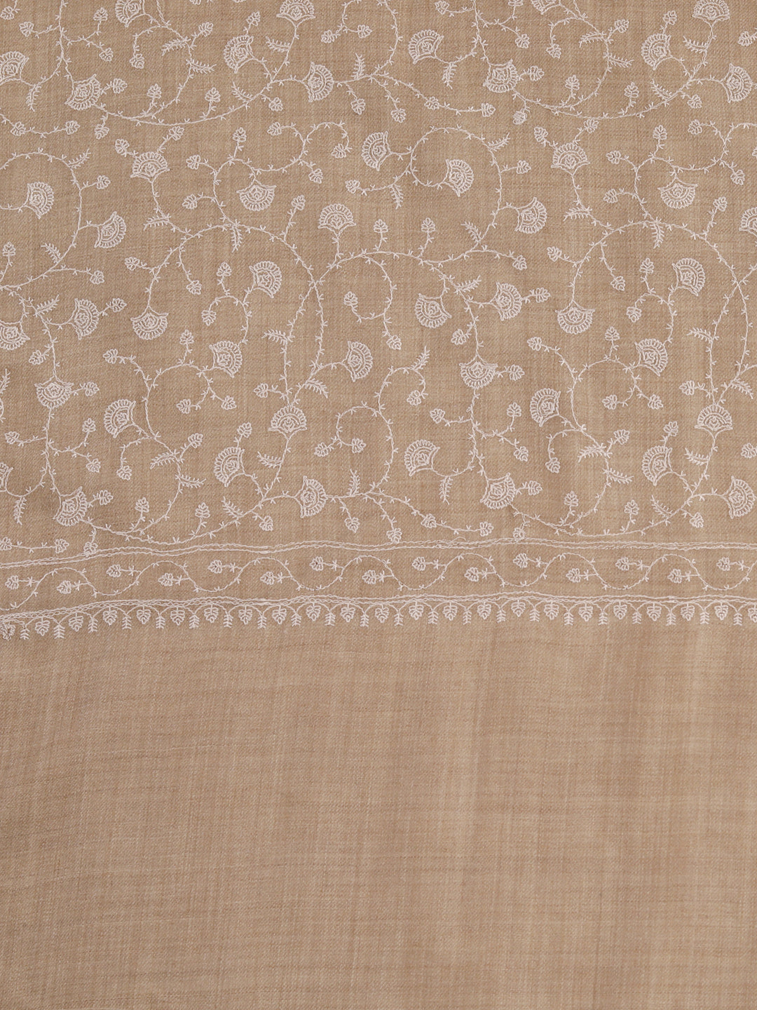 Fine Sozni Jaal Embroidery Kashmiri Wool Shawl | Brown - Zamour