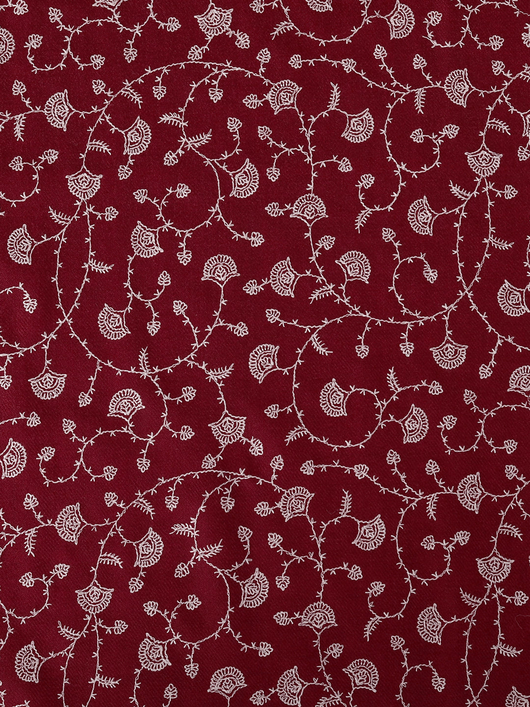 Fine Sozni Jaal Embroidery Kashmiri Wool Shawl | Maroon - Zamour