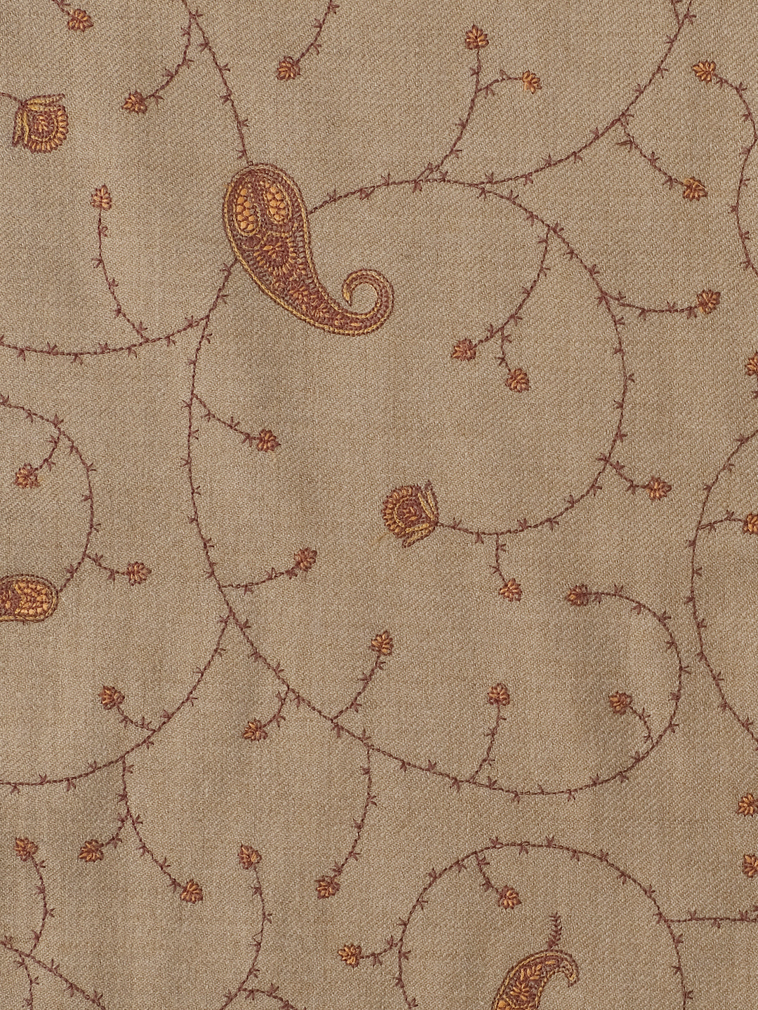 Kashmiri Sozni Embroidery Shawl for Men | Brown - Zamour