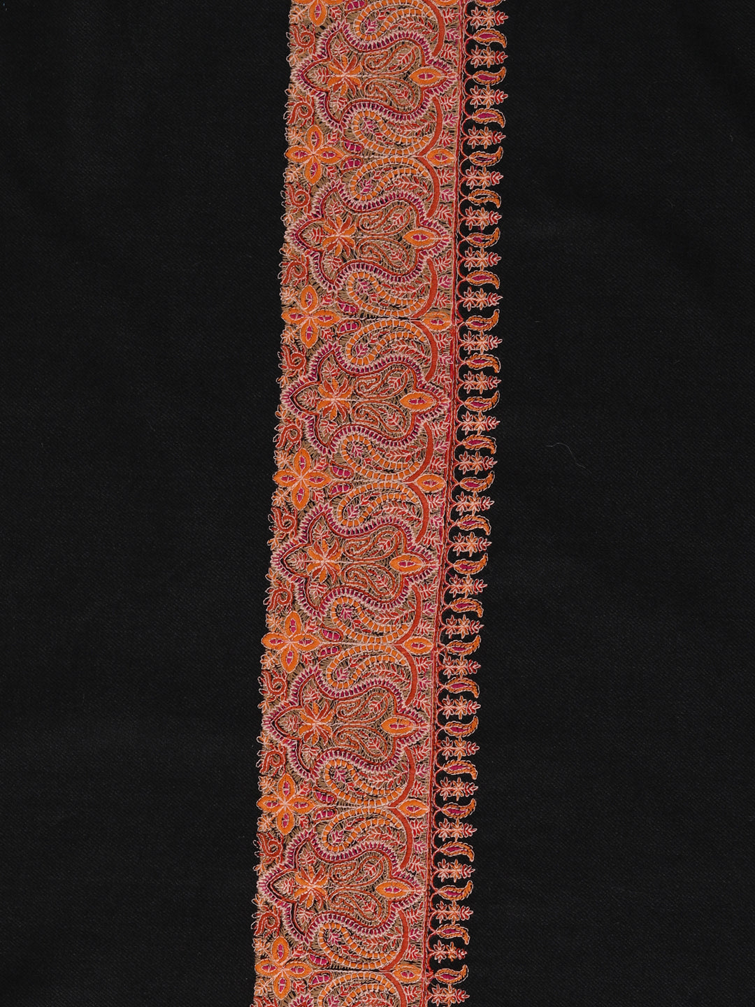 Fine Embroidery Paper Mache Daur Kashmiri Wool Shawl | Black