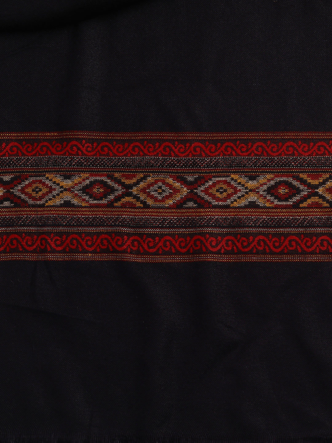 Men's Traditional Kullu Weave Himalayan Shawl | Black - Zamour