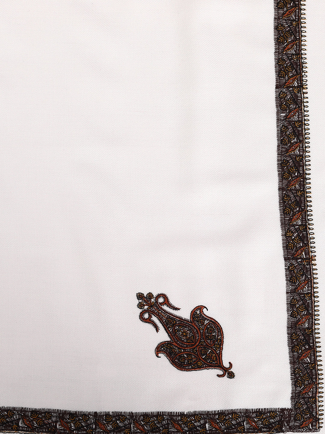 Traditional Lohi with Fine Needle Kashmiri Border | Large Size - Zamour