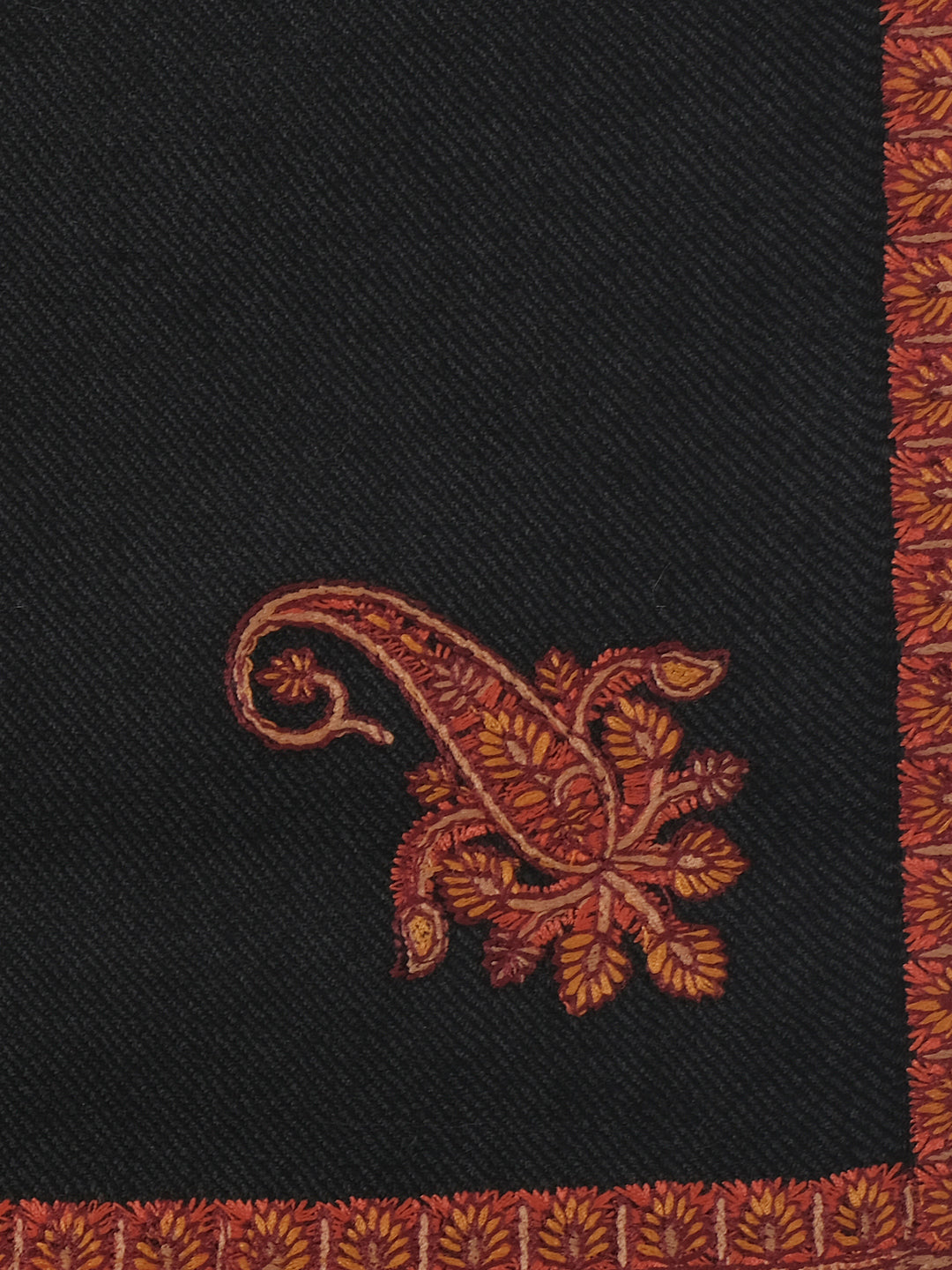 Traditional Shawl with Fine Needle Kashmiri Border - Zamour