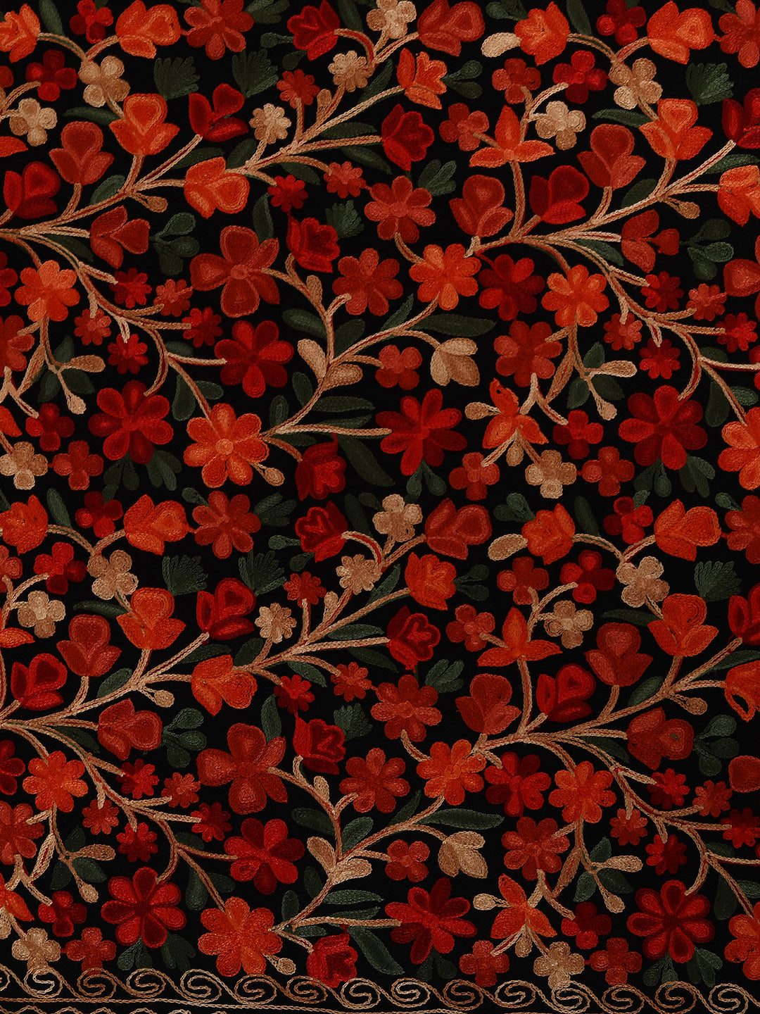 Punjabi Stole with Kashmiri Aari Jaal Embroidery | Black - Zamour