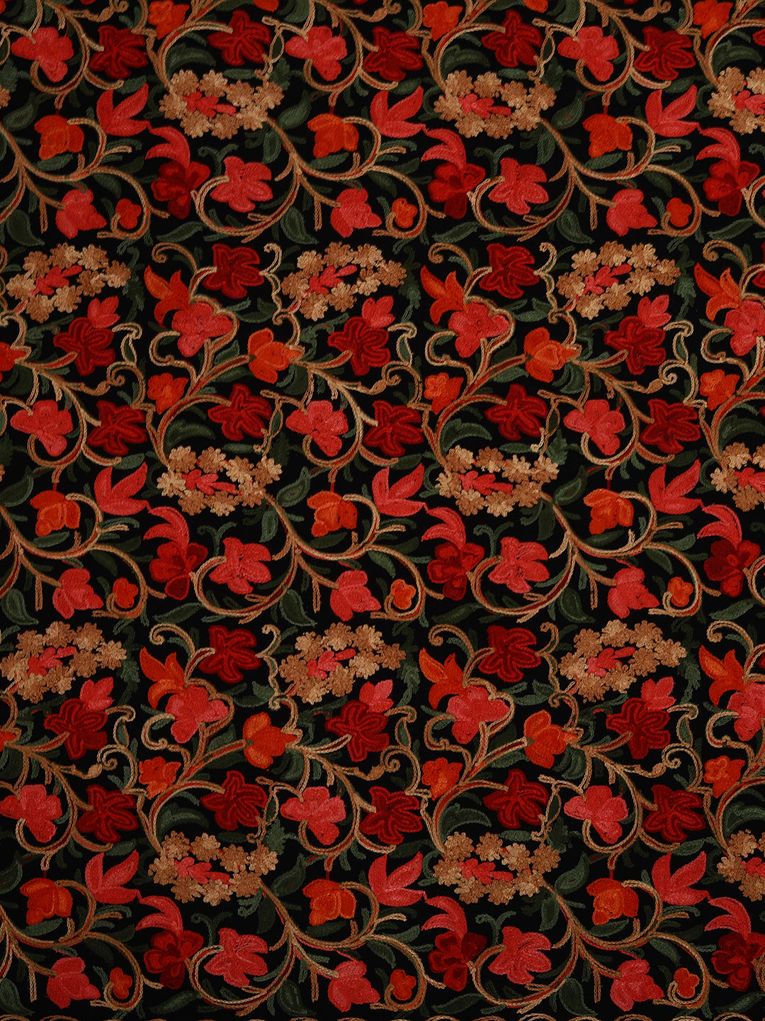 Punjabi Stole with Kashmiri Aari Jaal Embroidery | Black - Zamour