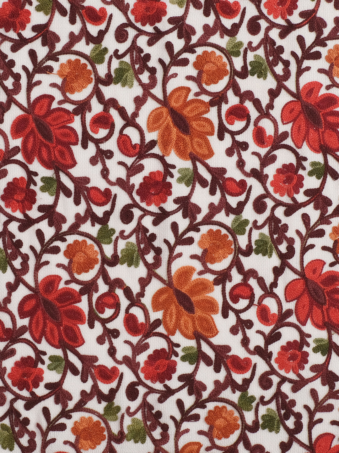 Punjabi Stole with Kashmiri Aari Jaal Embroidery | White - Zamour