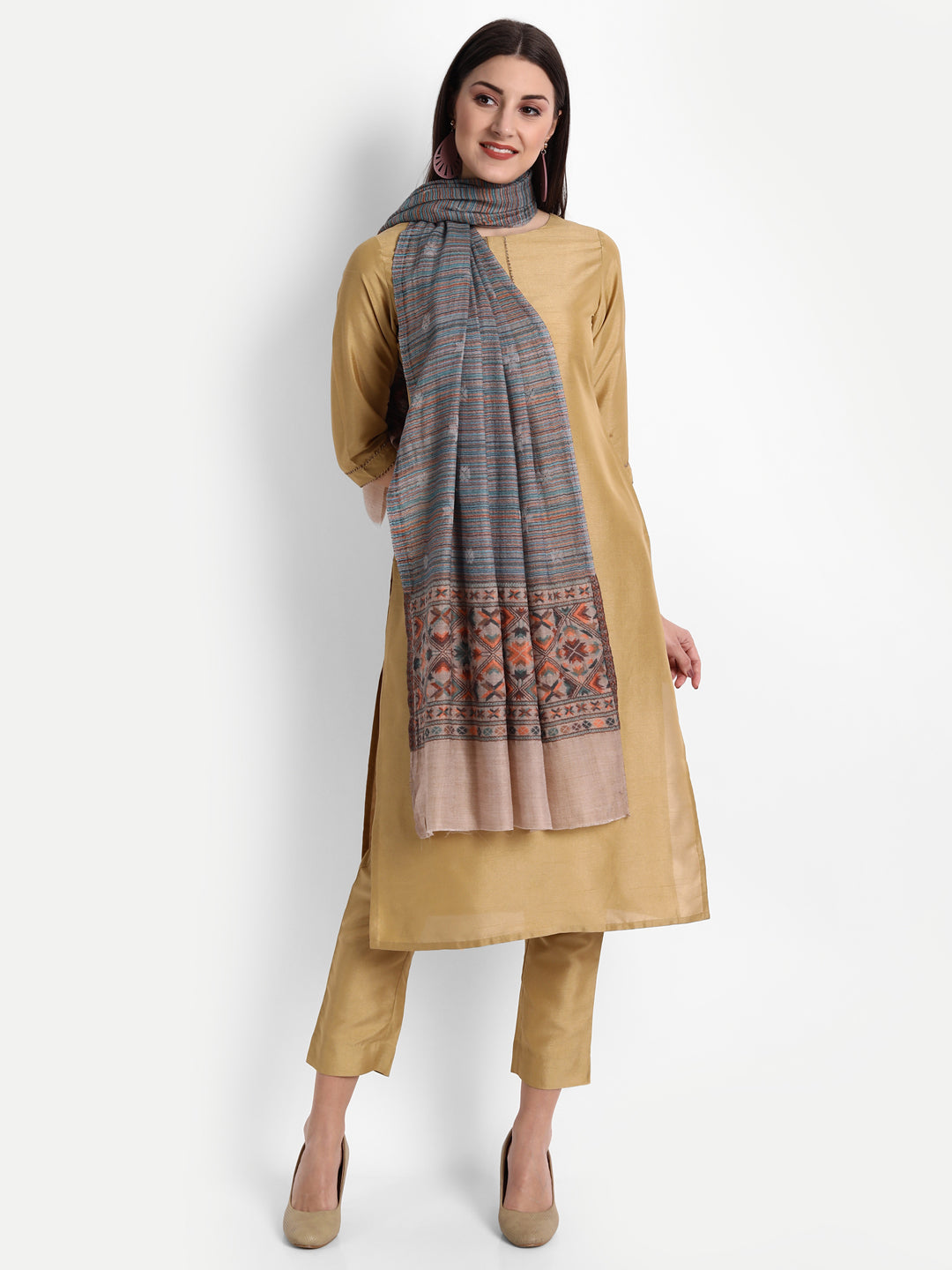 Ultra Soft Fine-Wool Kani Woven Stole | Multicolor - Zamour