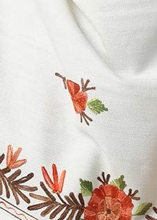 Women Kashmiri Aari Embroidered Woollen Stole | White - Zamour