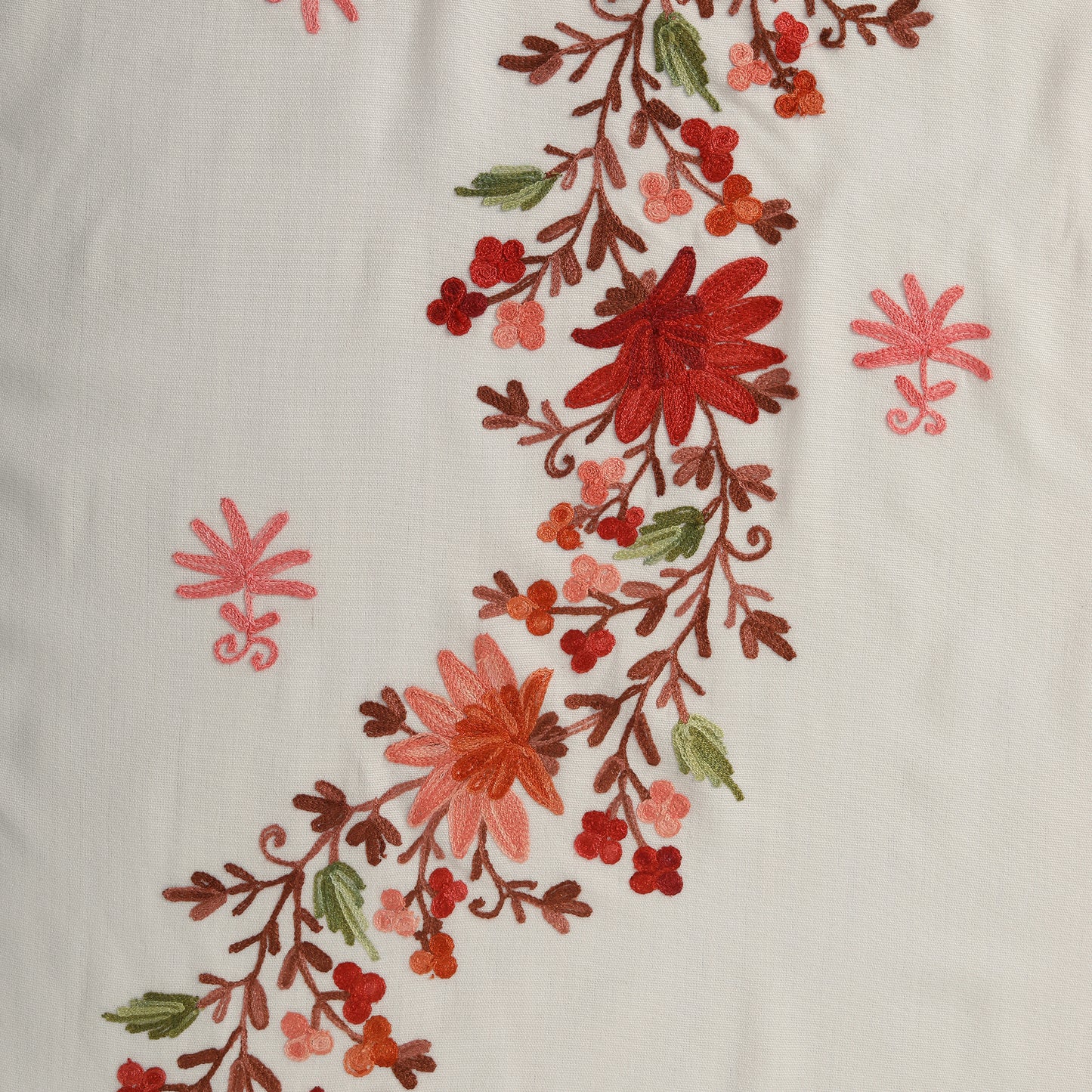 Women Kashmiri Aari Embroidery Woollen Stole | White - Zamour