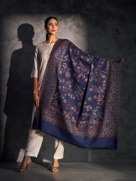 Woven Shawl for Women in Paisley Design | Blue