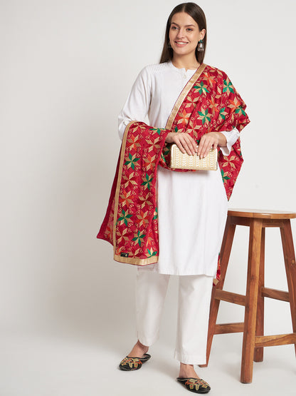 Punjabi Phulkari Dupatta with Heavy Embroidery | Multicolor