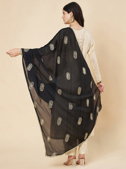 Ethnic Chinnon Dupatta for Women | Black