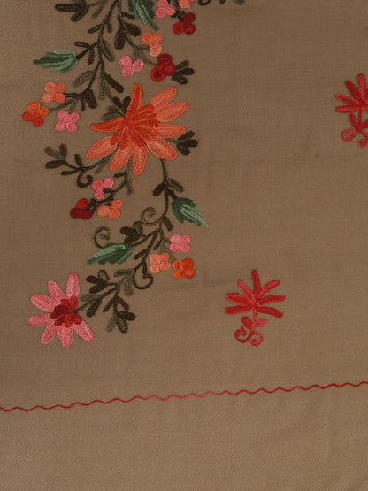 Kashmiri Aari Embroidery Woollen Stole for Men | Brown - photo 4