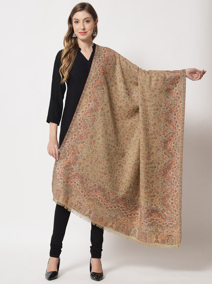 Kani Woven Shawl for Women in Paisley Design Weaving | Brown