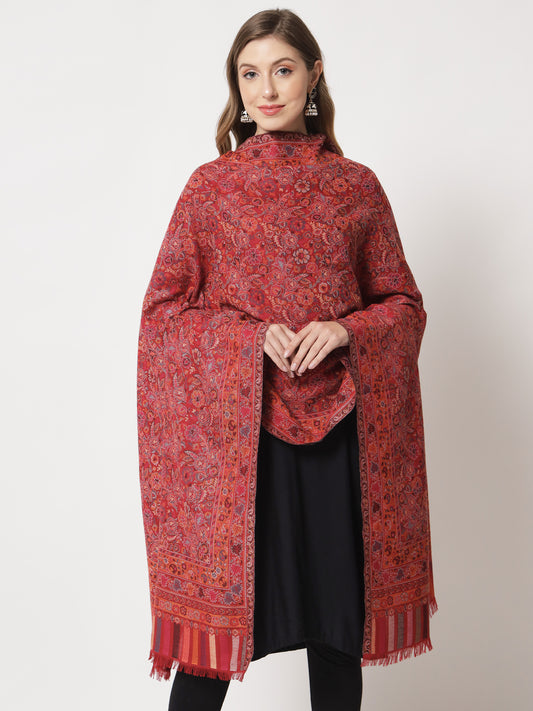 Kani Woven Shawl for Women in Paisley Design Weaving | Maroon