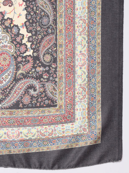 Unstitched Printed Design Kalamkari Handwork Dress Material | Black