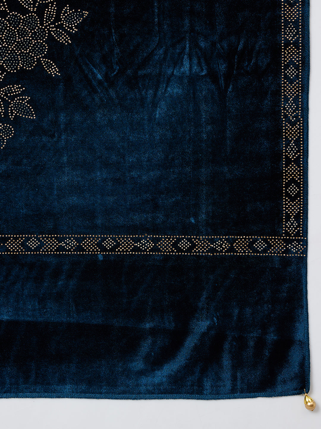 Soft Velvet Stole with Crystal Work Embellishment | Ocean Blue