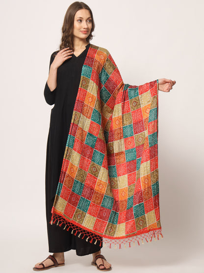 Bandhani Printed Dupatta for Women | Multicolor