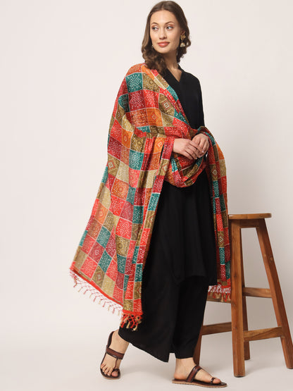 Printed Bandhani Chinnon Dupatta for Women Pack of 2 | Maroon and Multicolor