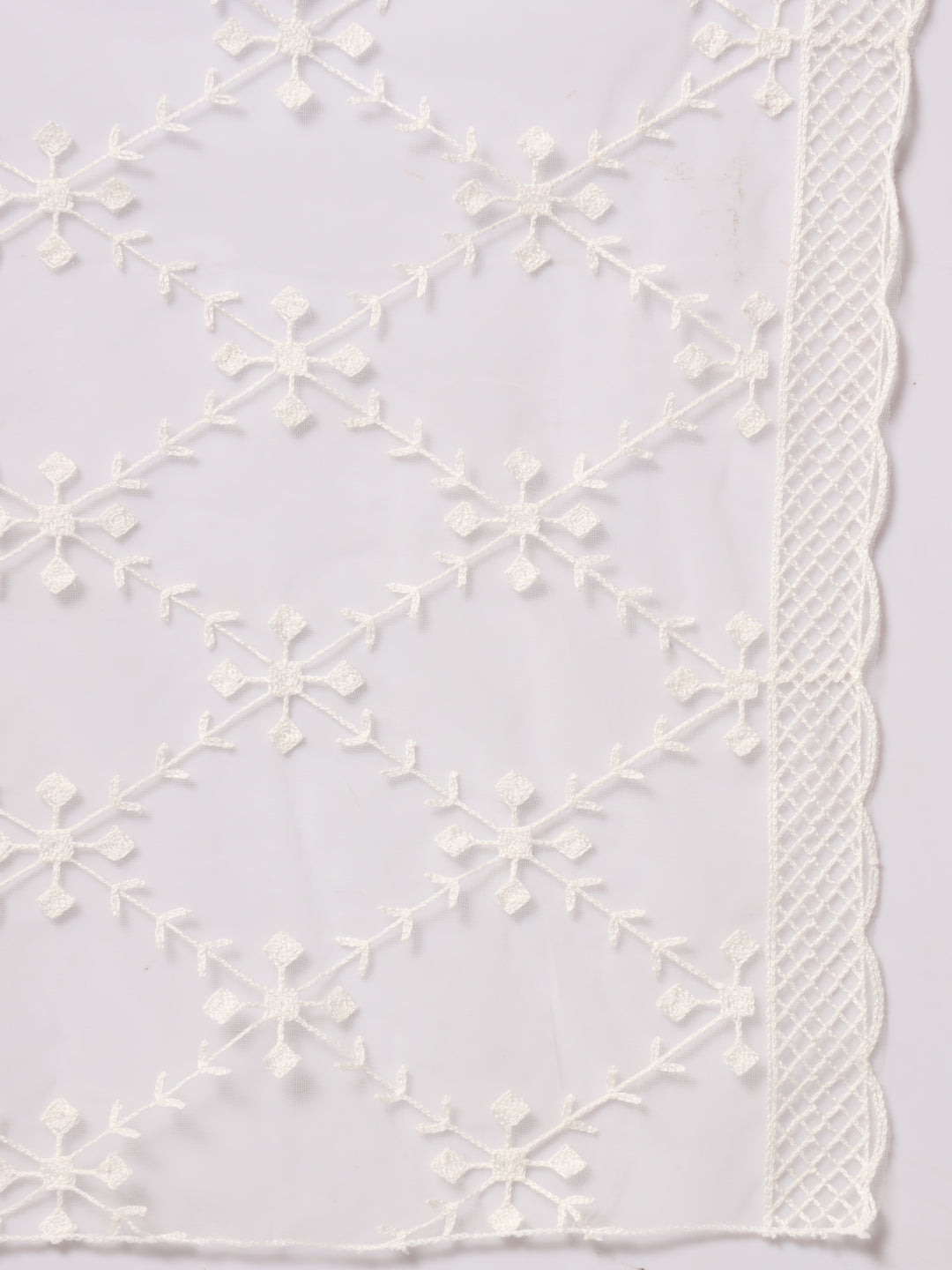 Embroidered Net Dupatta for Women | White