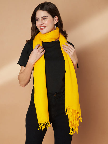 Plain Yellow Woolen Stole for Women | Yellow