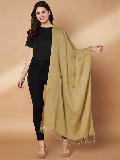 Plain Beige Woolen Stole for Women | Beige