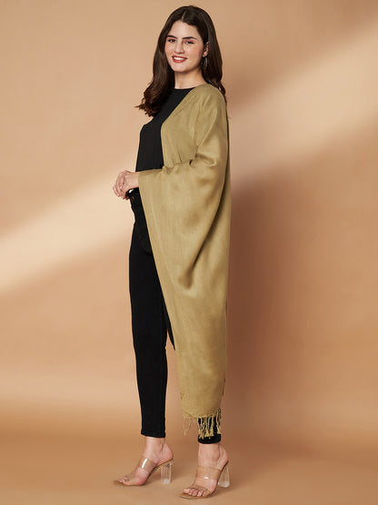 Plain Beige Woolen Stole for Women | Beige
