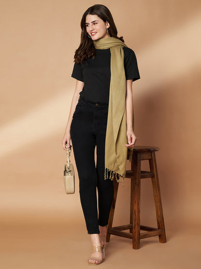 Plain Beige Woolen Stole for Women | Beige