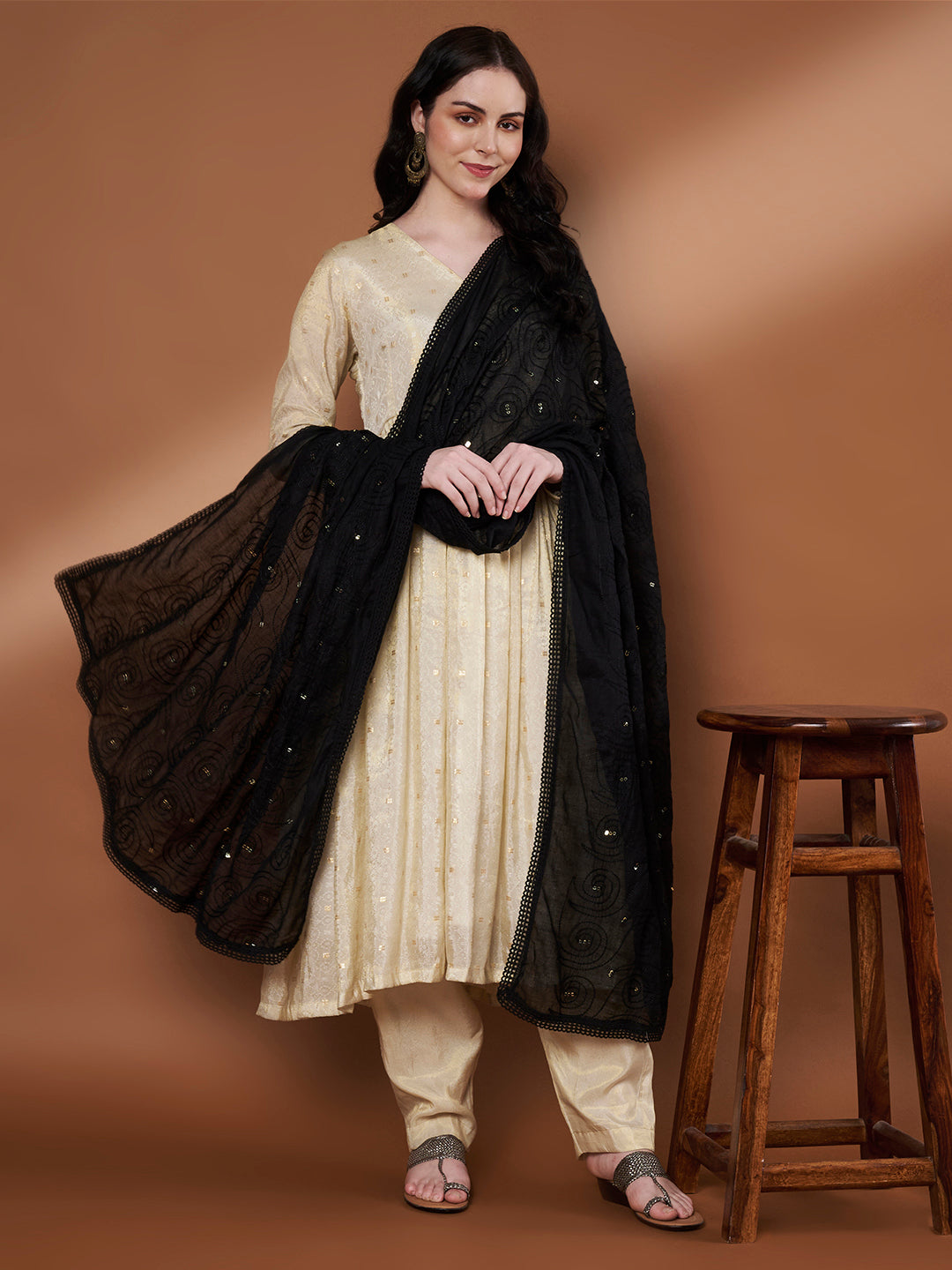 Pure Cotton Sequin Work Dupatta for Women Pack of 2 | White and Black