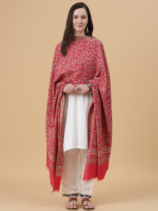 Kani Weave Woven Shawl for Women in Paisley Design | Pink