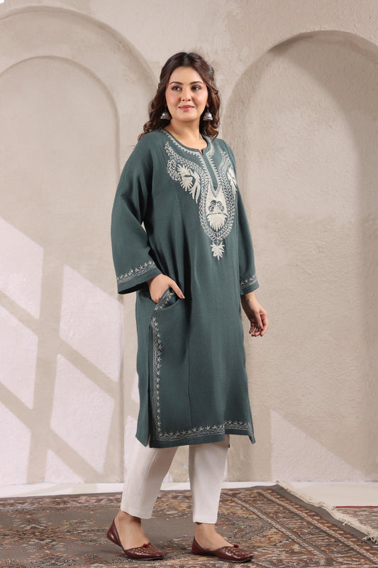 Kashmiri Pheran with Zari Embroidery | Grey