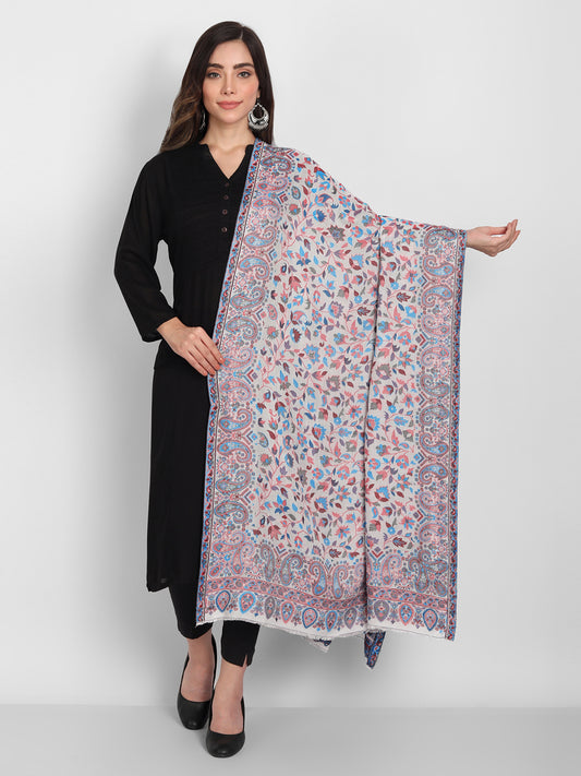 Kani Woven Shawl for Women in Paisley Design Weaving | White