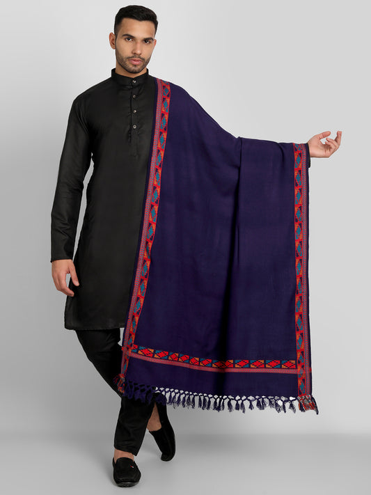Men's Traditional Kullu Woven Stole | Blue