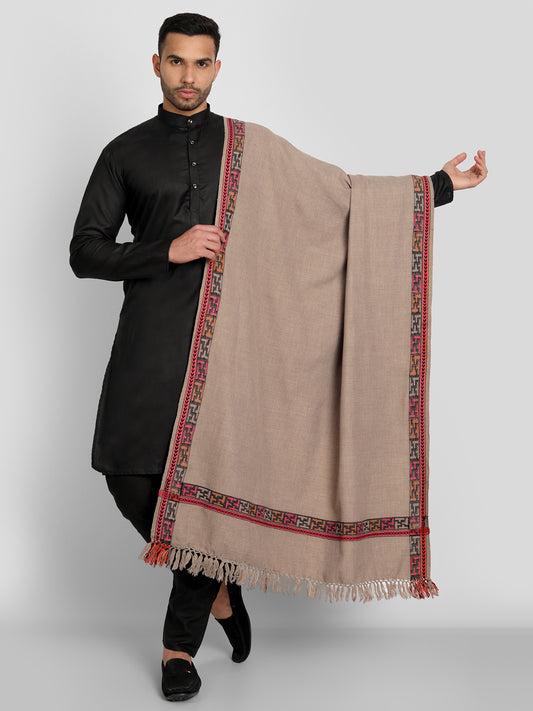Men's Traditional Kullu Woven Stole | Brown