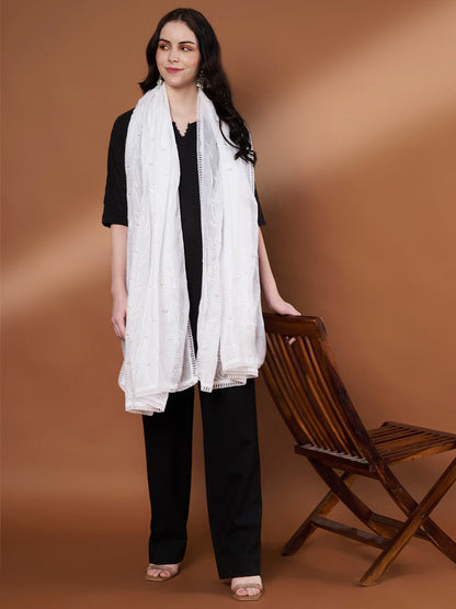 Pure Cotton Sequin Work Dupatta for Women Pack of 2 | White and Black