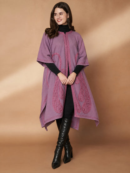Paisley Embroidery Lavender Pheran Shrug