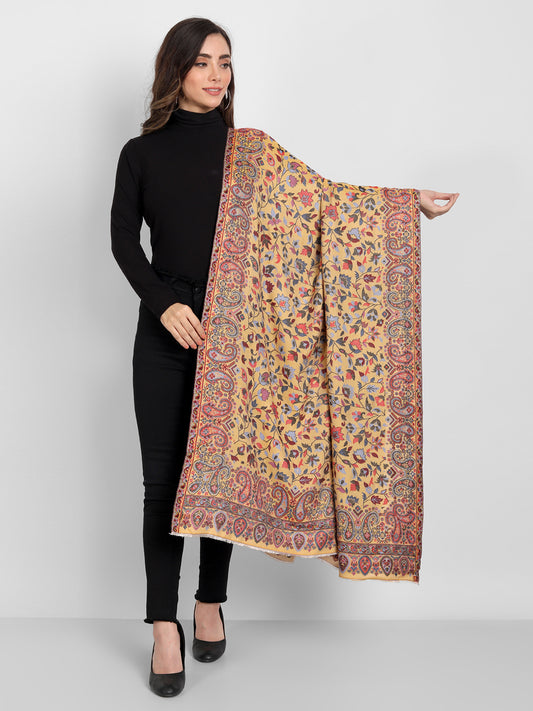Kani Woven Shawl for Women in Paisley Design Weaving | Mustard