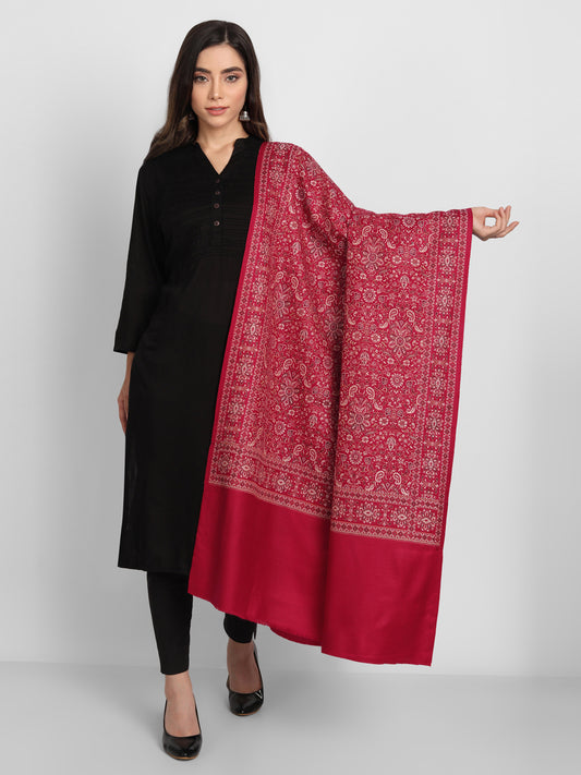 Women Jacquard Design Woven Shawl | Pink
