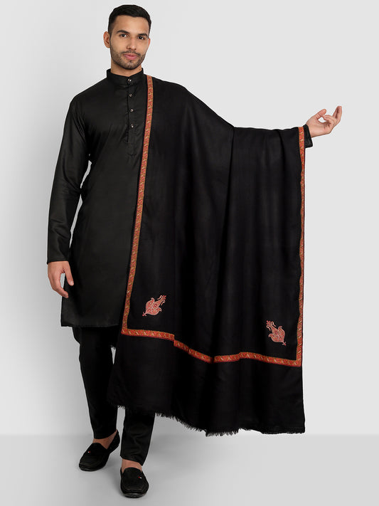 Men's Traditional Lohi with Embroidery | Black