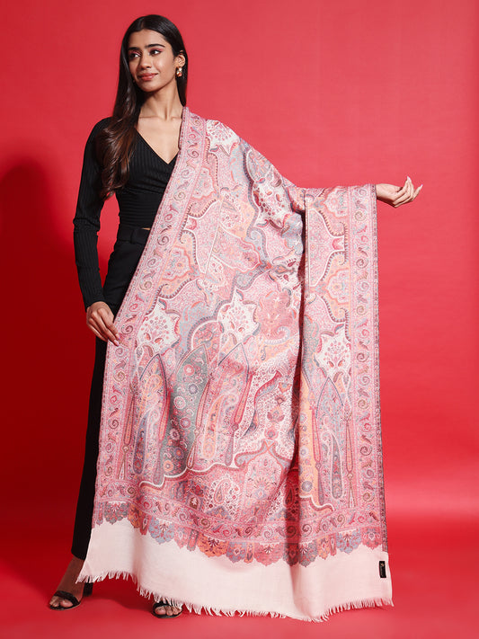 Kani Pure Wool Shawl for Women with Paisley Equisite Pattern | White