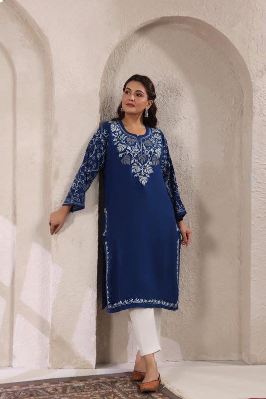 Chinar Embroidery Kashmiri Pheran | Blue