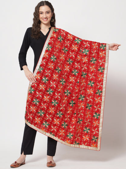 Velvet Phulkari Dupatta with Heavy Embroidery | Maroon
