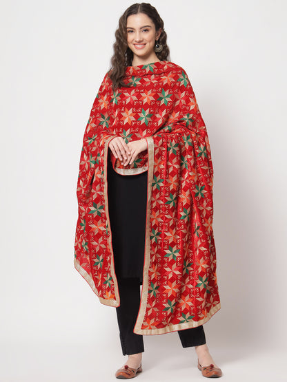 Velvet Phulkari Dupatta with Heavy Embroidery | Maroon