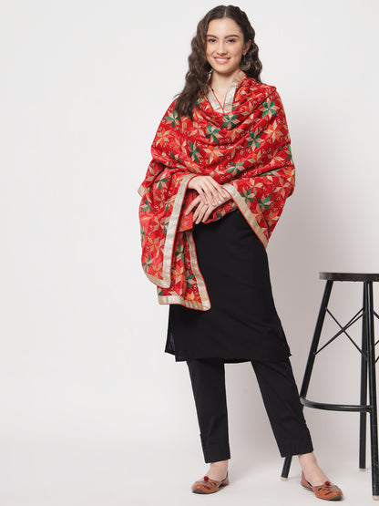 Velvet Phulkari Dupatta with Heavy Embroidery | Maroon