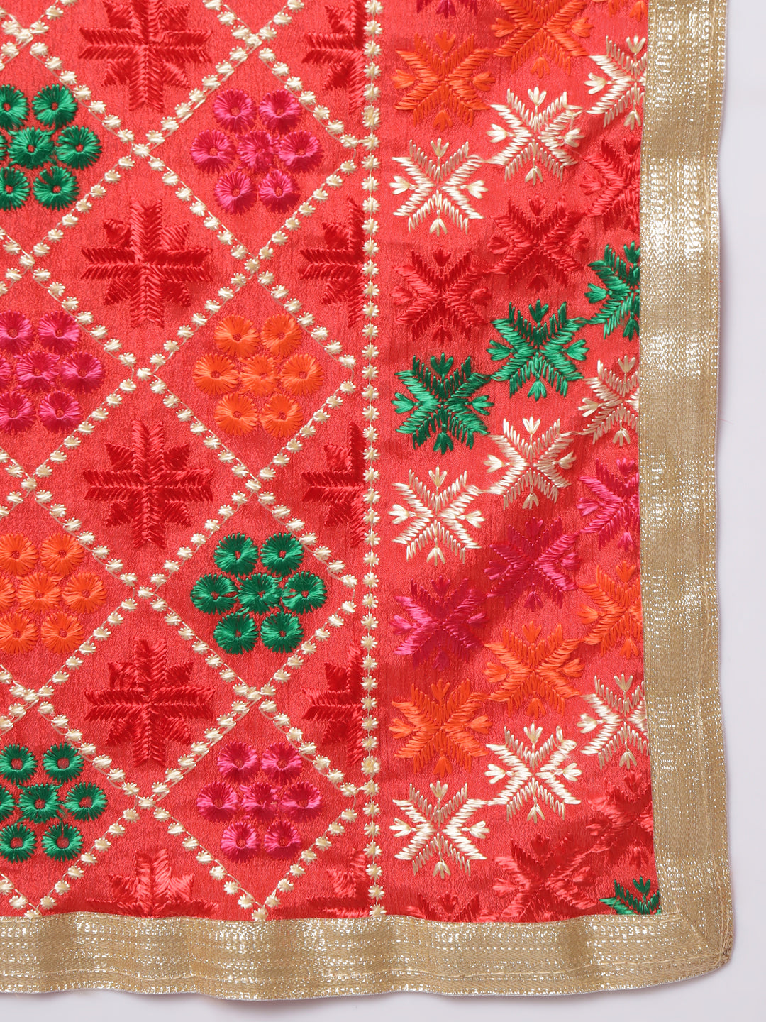 Punjabi Phulkari Dupatta for Men with Heavy Embroidery | Multicolor