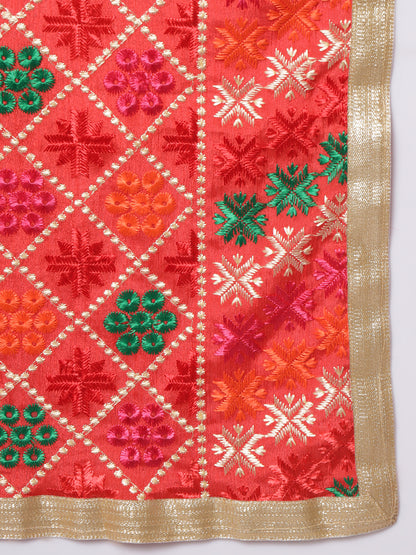 Punjabi Phulkari Dupatta for Men with Heavy Embroidery | Multicolor
