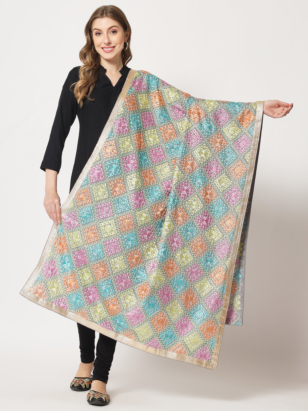 Punjabi Phulkari Dupatta with Heavy Embroidery | Multicolor