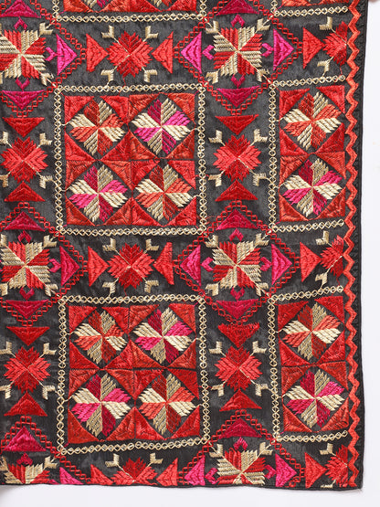 Punjabi Bagh Phulkari Dupatta with Heavy Embroidery | Red
