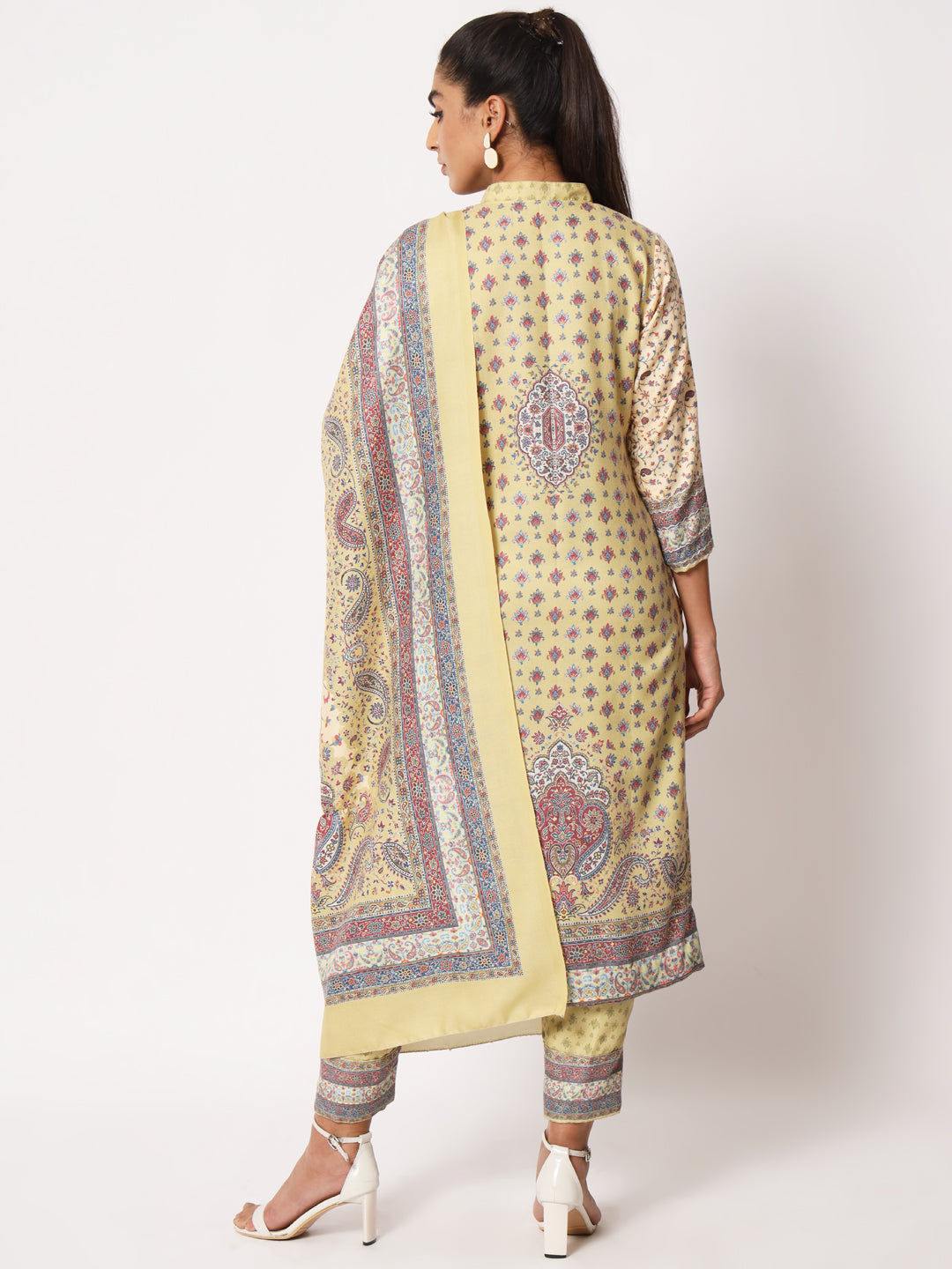 Unstitched Printed Design Kalamkari Handwork Dress Material | Pista